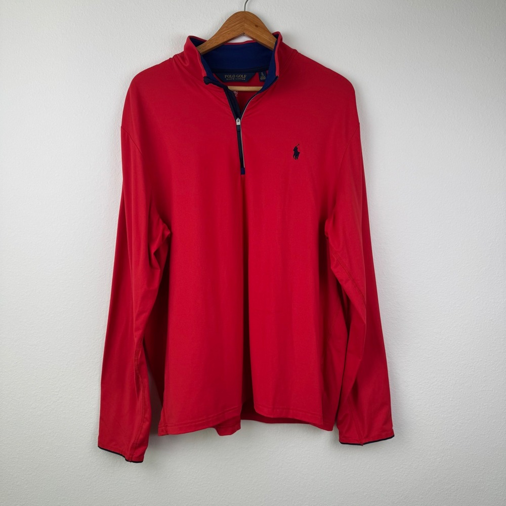 Polo Golf Ralph Lauren 1/4 Zip Pullover Mens XL Red Excellent Athleisure Outdoor